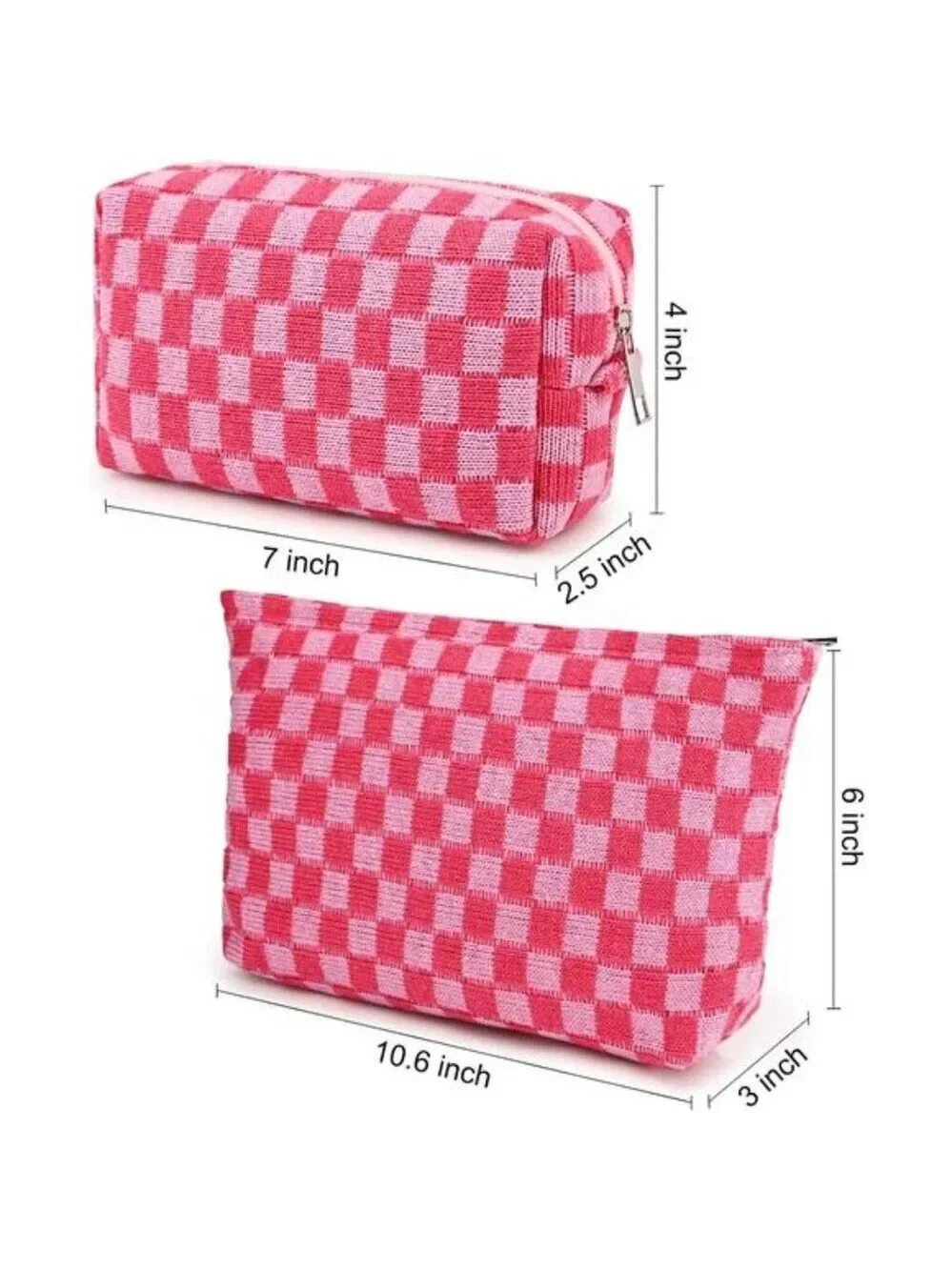 2 Pieces Makeup Bag Large Checkered Cosmetic Bags Travel Toiletry Organizer Set